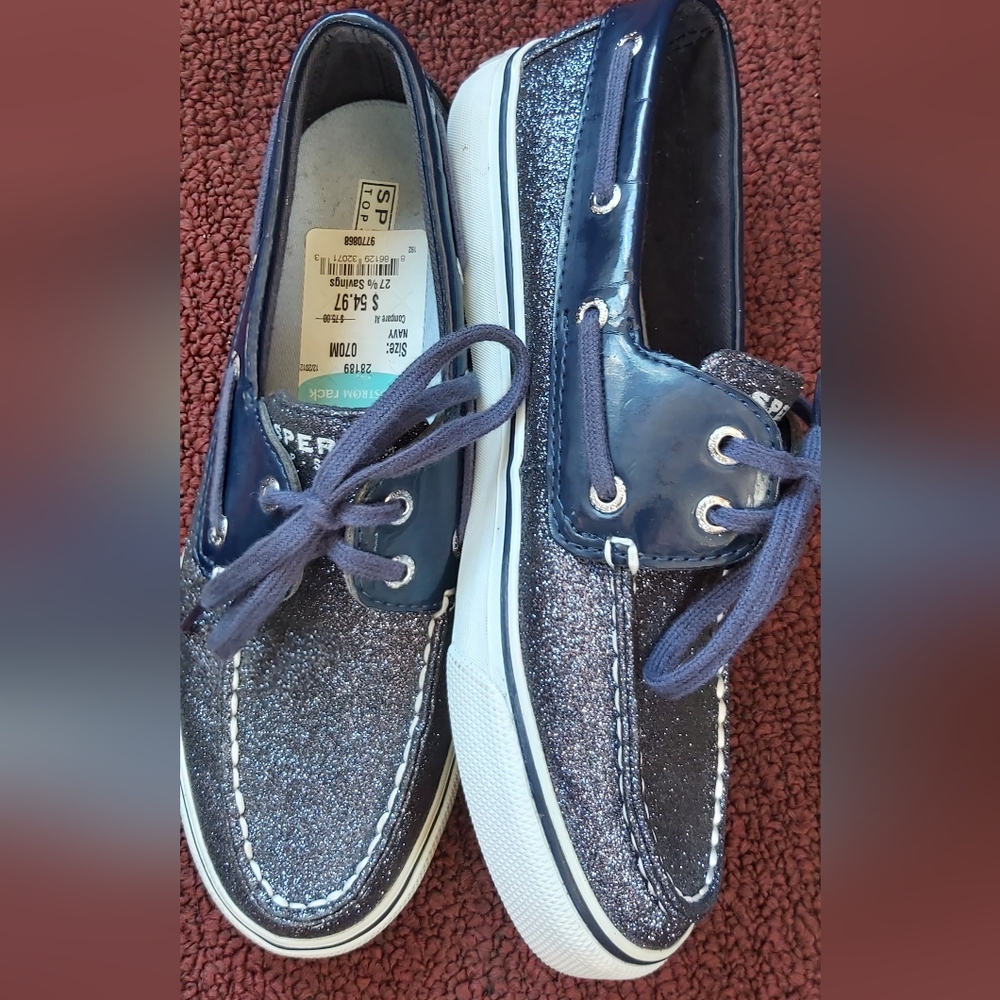 New- Sperry Topsider navy sparkle